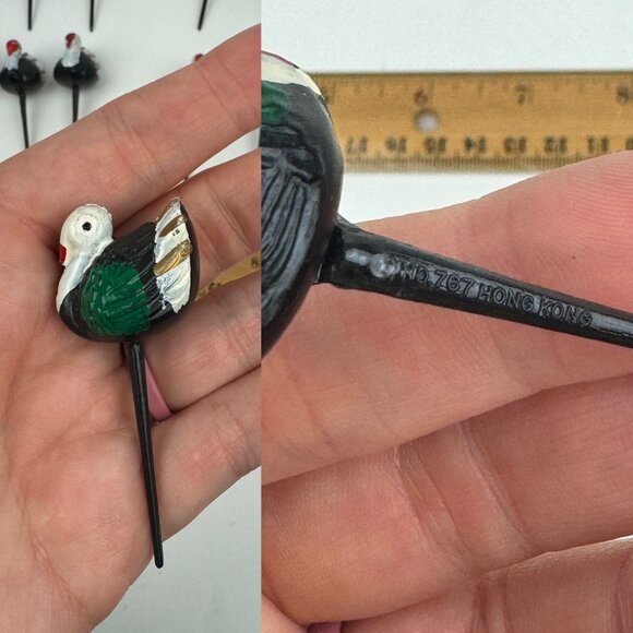 Vintage Thanksgiving Fall Autumn Plastic Turkey Cupcake Cake Toppers Hollow READ - Picture 4 of 15